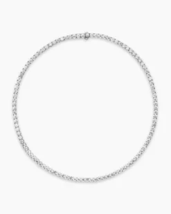 Tennis Necklace 18K White Gold with Diamonds, 4mm
