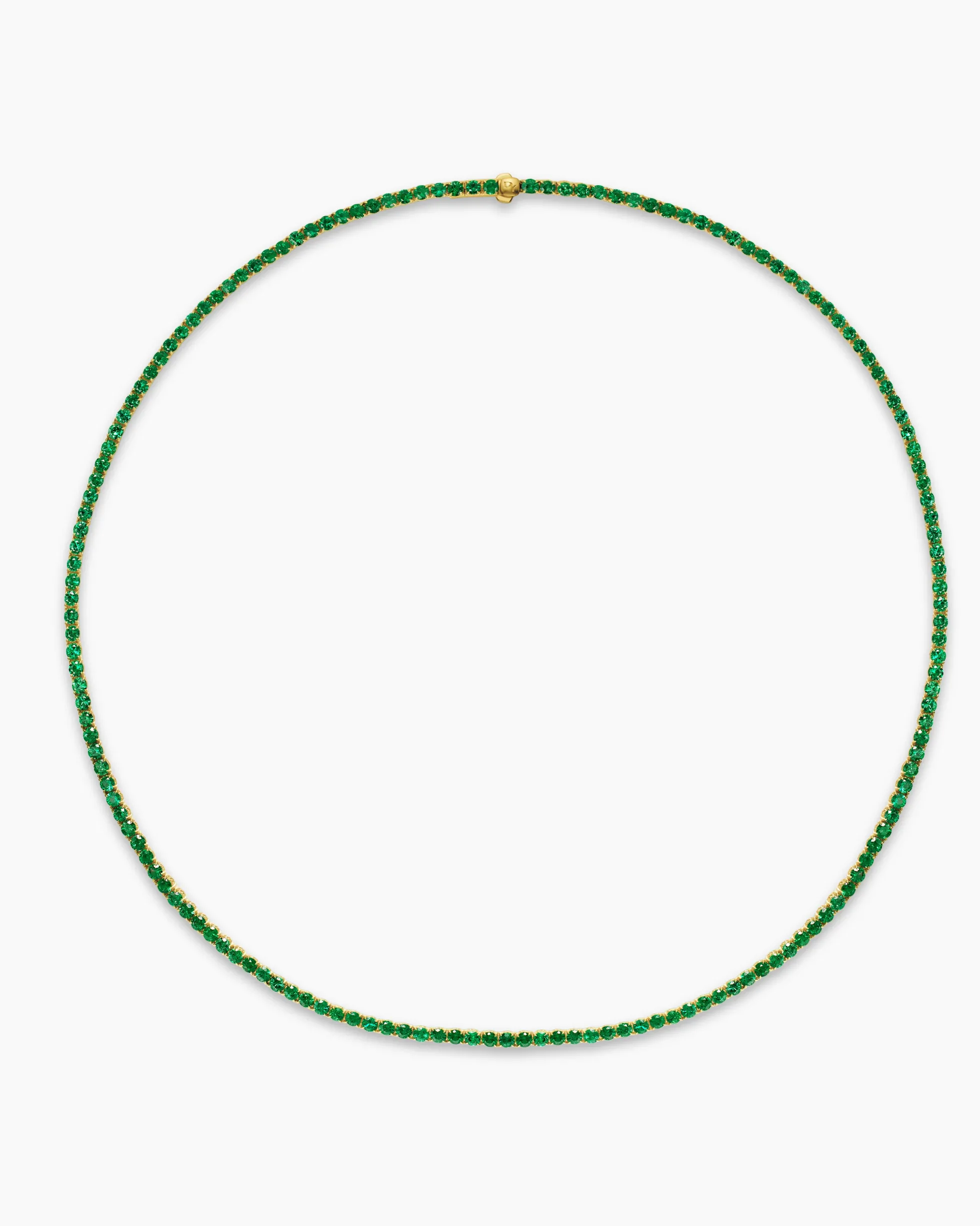Tennis Necklace 18K Yellow Gold with Emeralds, 3mm