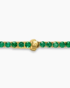 Tennis Necklace 18K Yellow Gold with Emeralds, 3mm