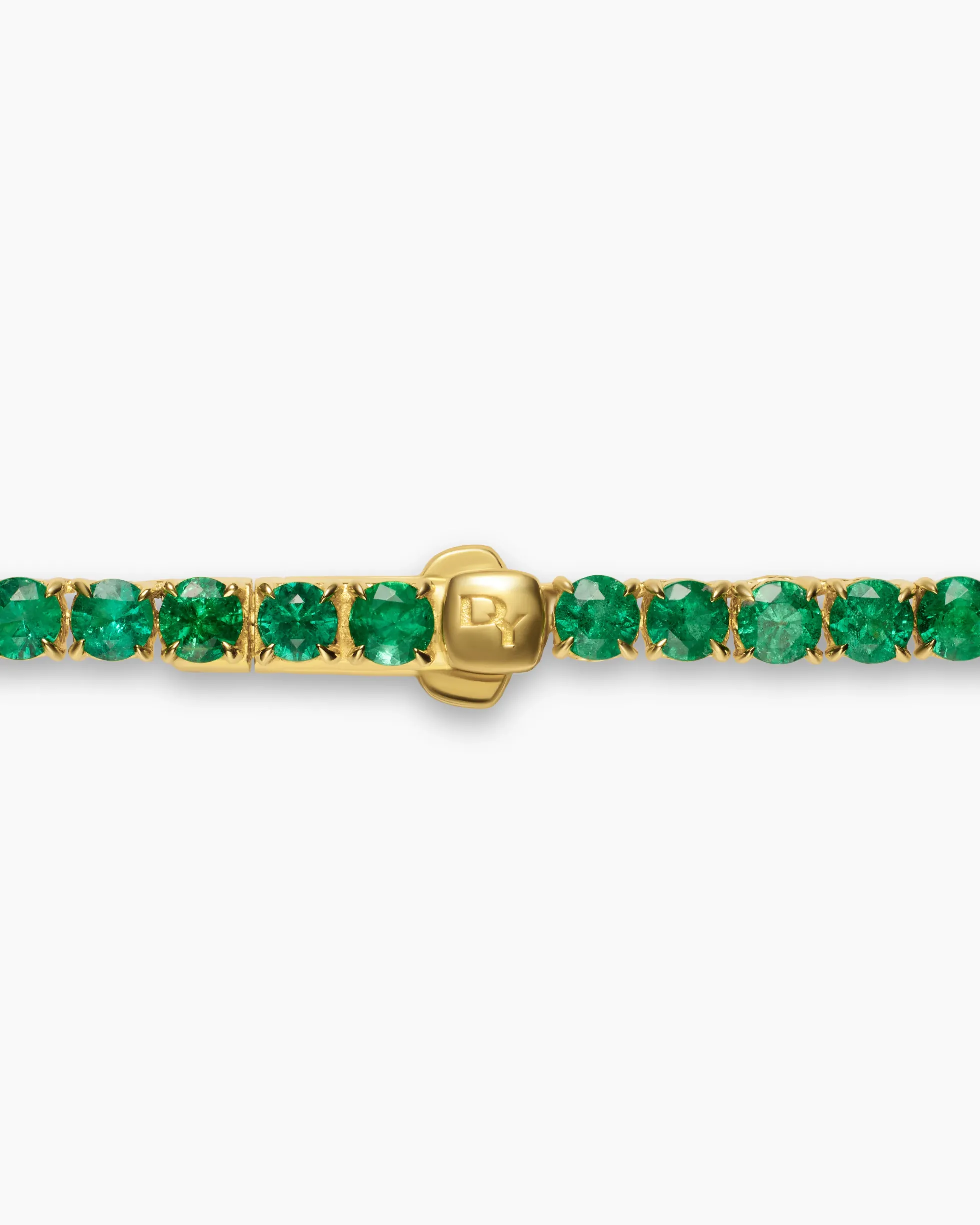 Tennis Necklace 18K Yellow Gold with Emeralds, 3mm