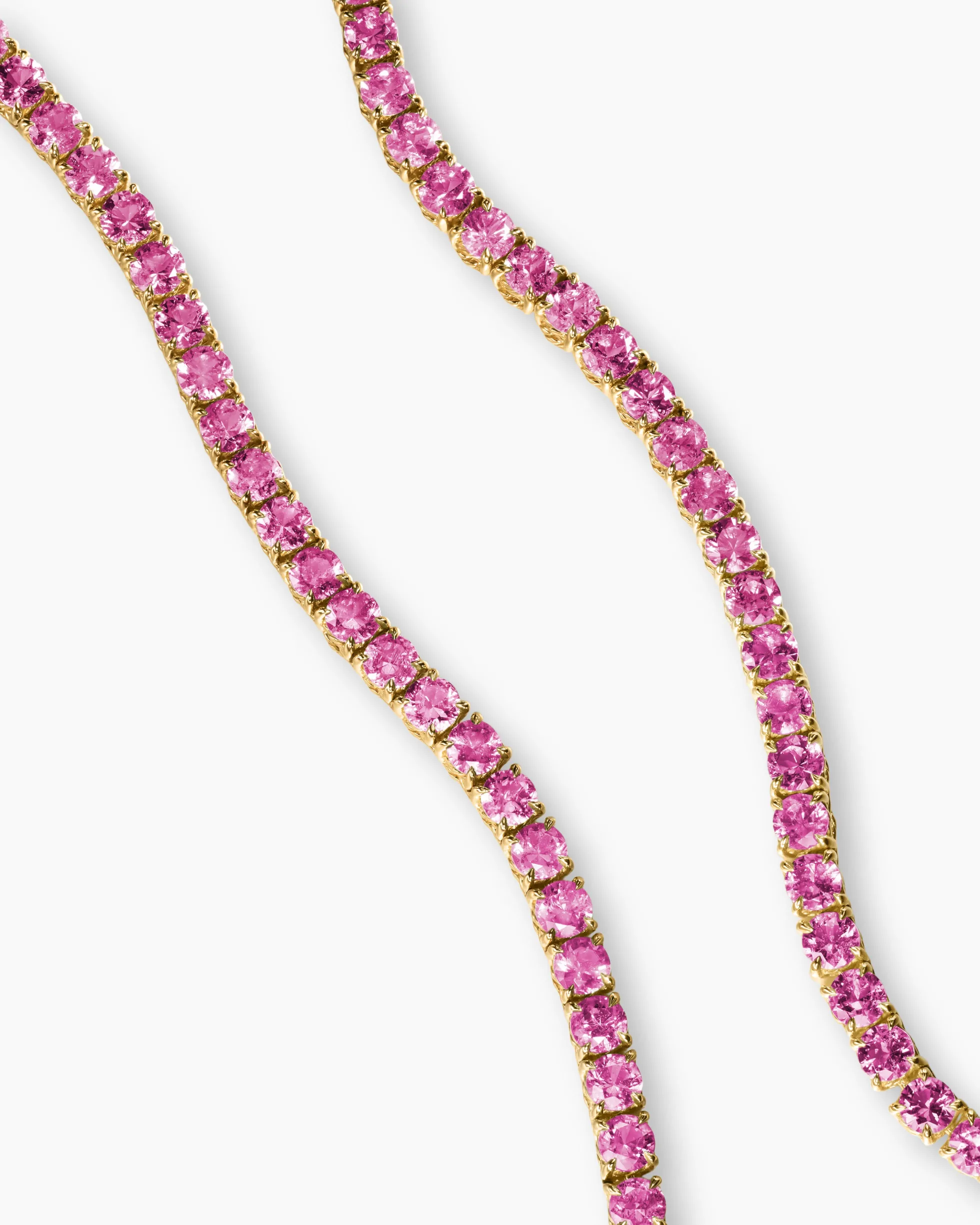 Tennis Necklace 18K Yellow Gold with Pink Sapphires, 3mm