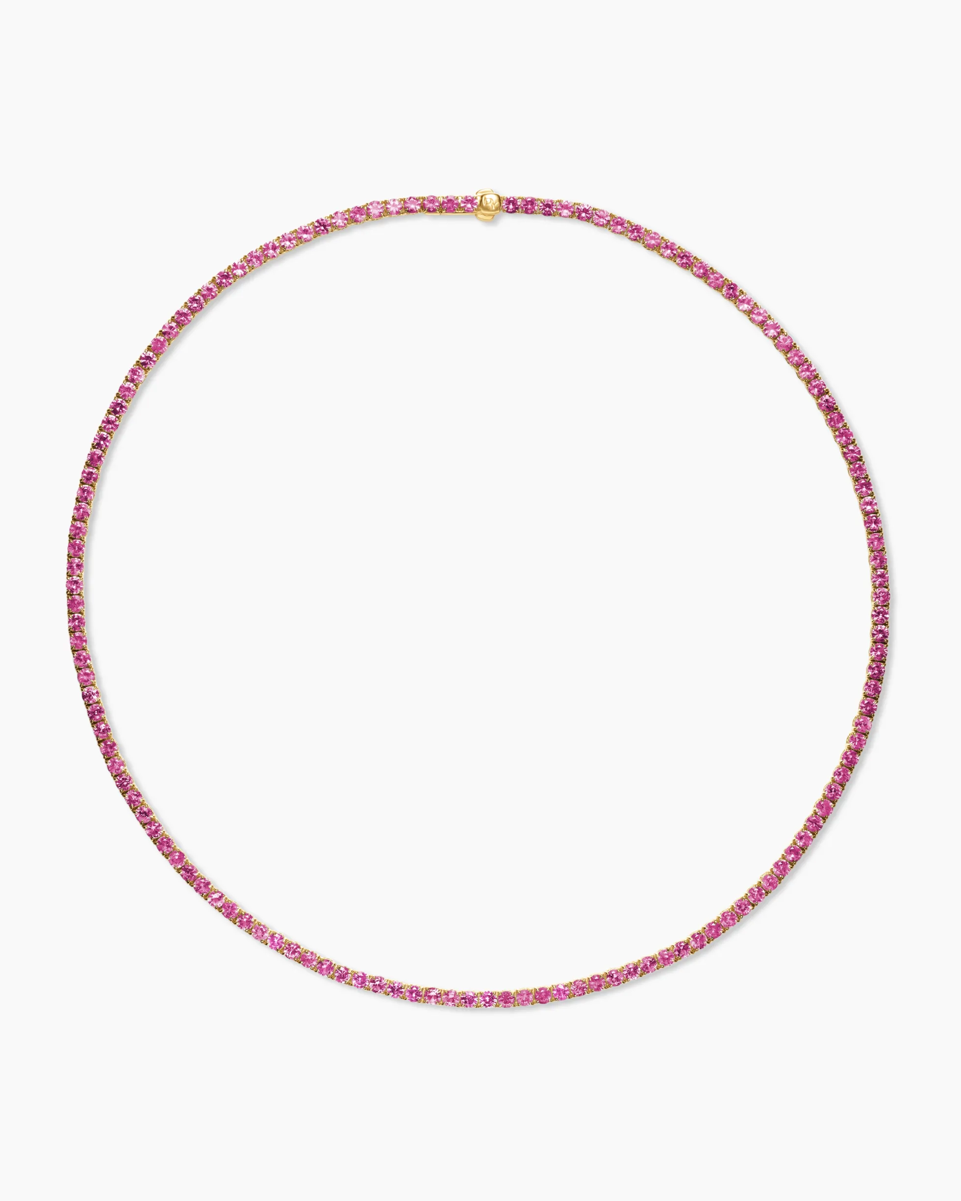 Tennis Necklace 18K Yellow Gold with Pink Sapphires, 3mm