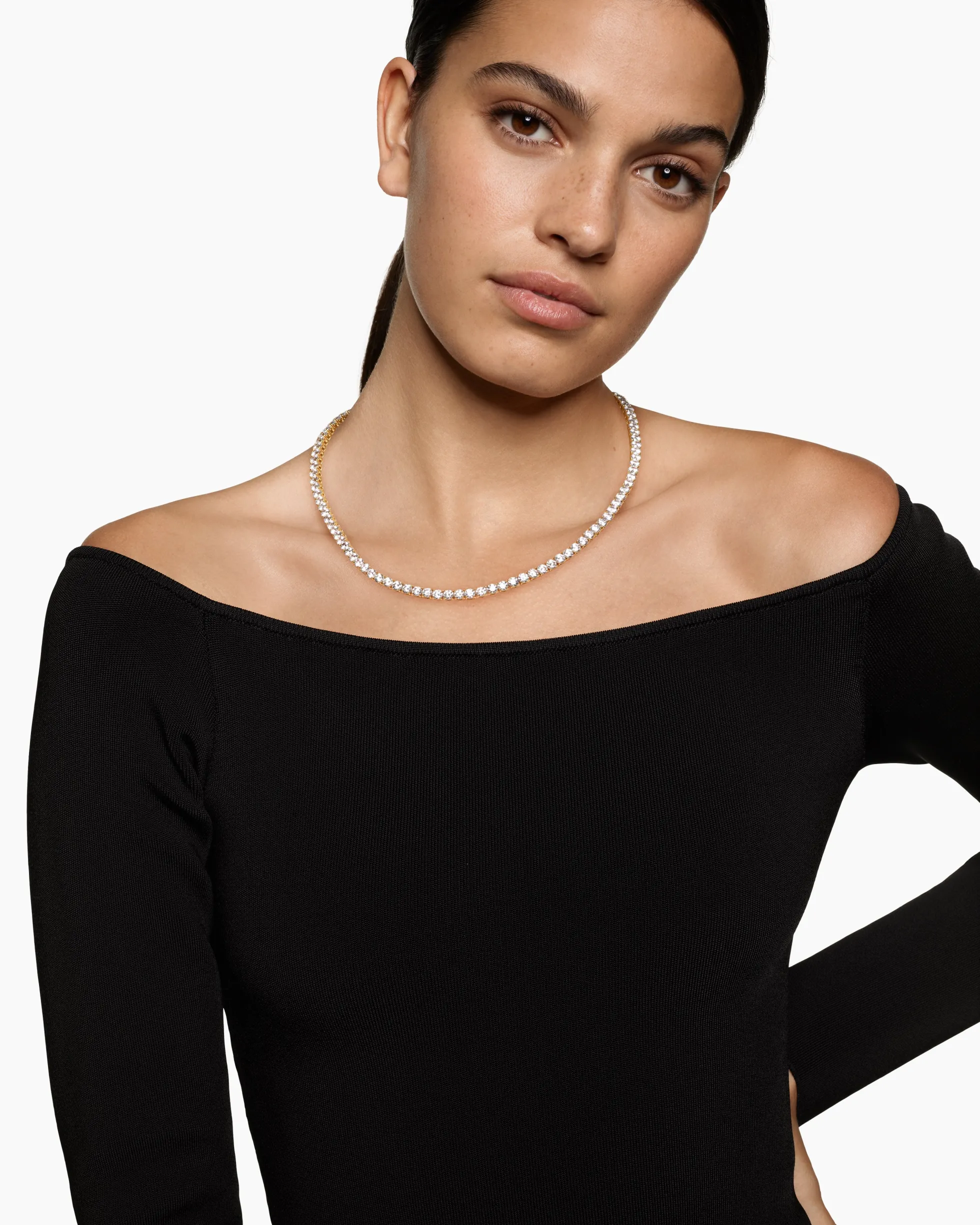 Tennis Necklace 18K Yellow Gold with Diamonds, 4mm