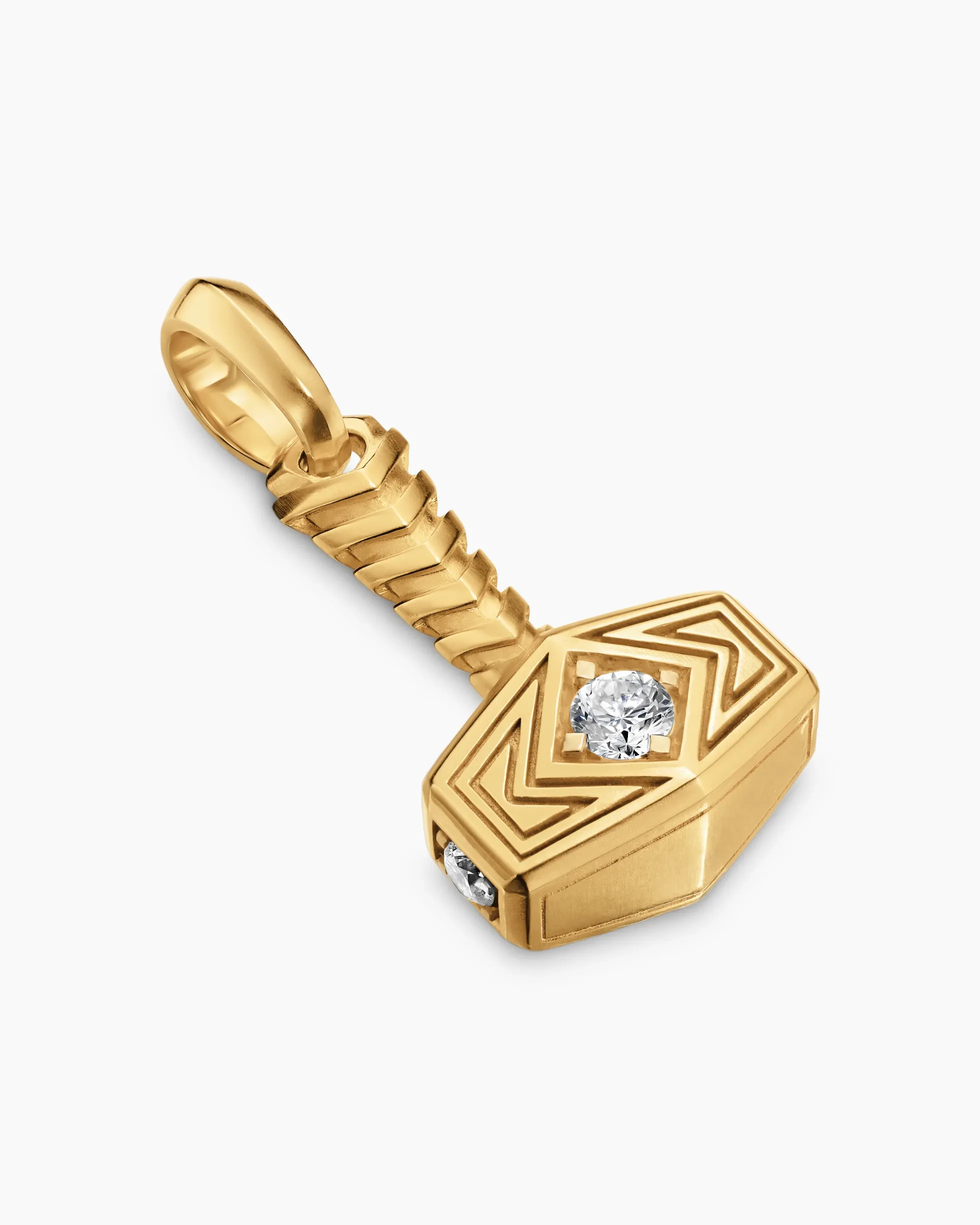 Thor Hammer Amulet 18K Yellow Gold with Diamonds, 25mm