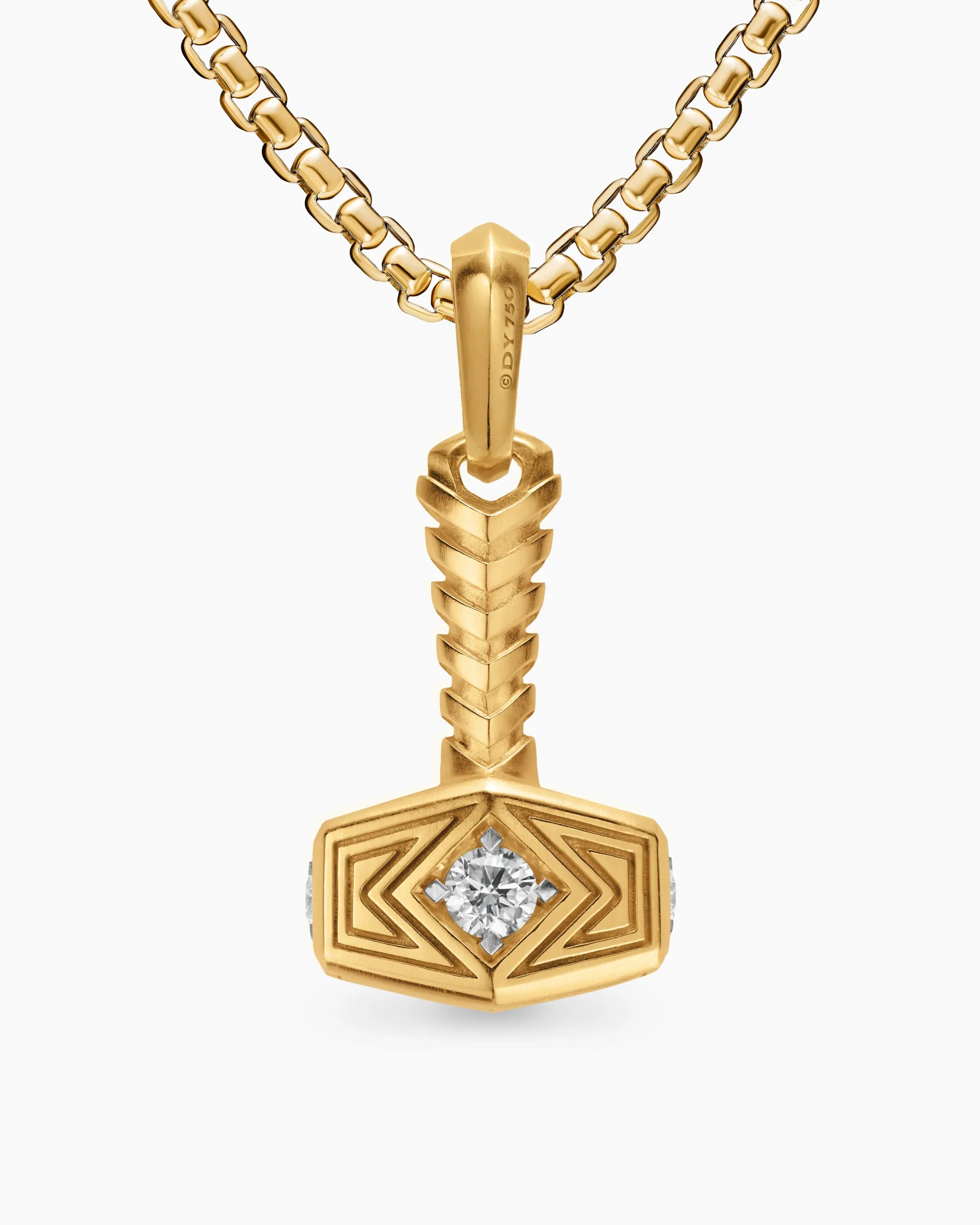 Thor Hammer Amulet 18K Yellow Gold with Diamonds, 25mm