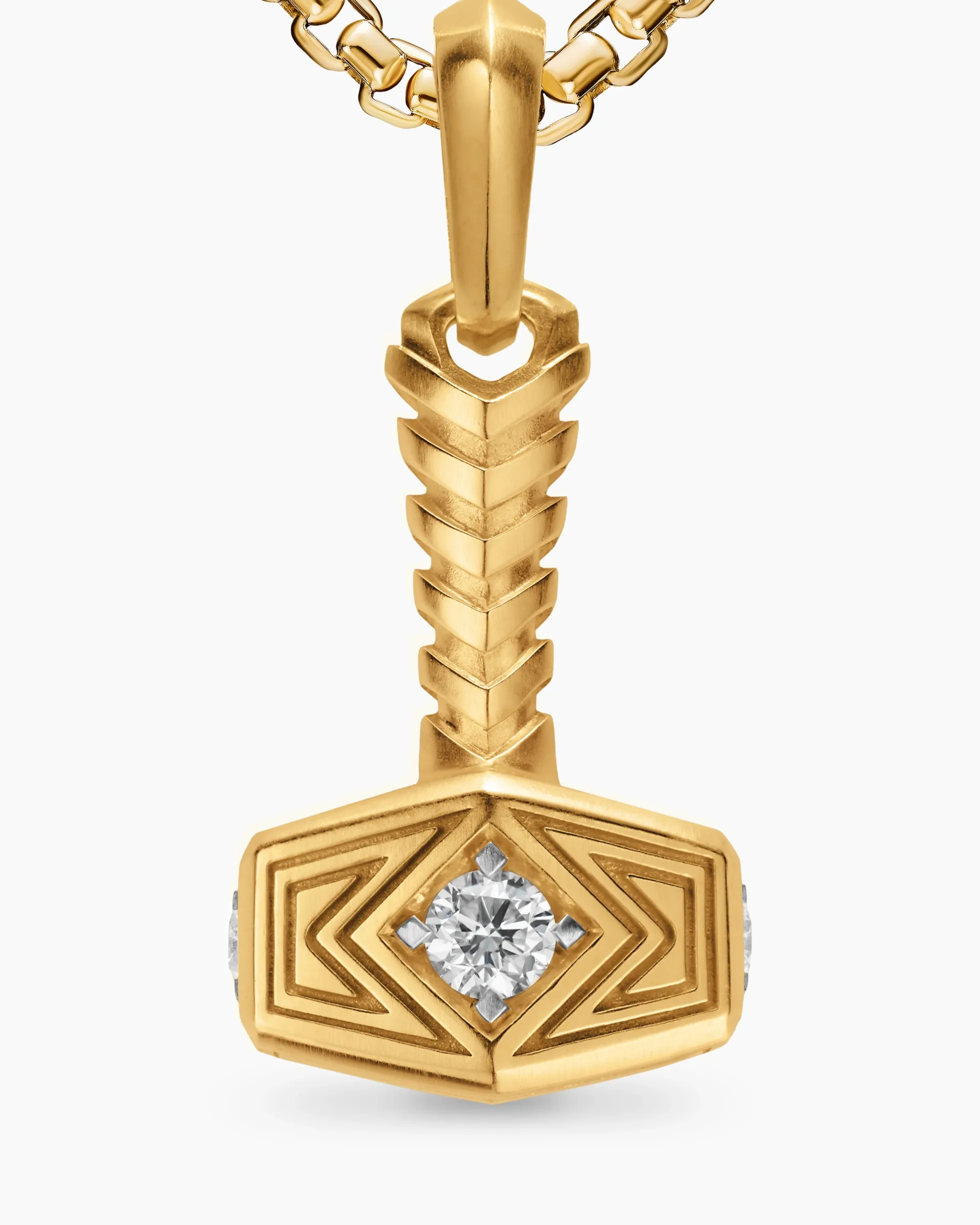 Thor Hammer Amulet 18K Yellow Gold with Diamonds, 25mm