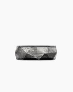 Torqued Faceted Band Ring Black Titanium with Meteorite, 8.5mm