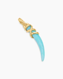 Tusk Amulet Amazonite and 18K Yellow Gold, 31mm