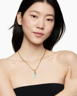 Tusk Amulet Amazonite and 18K Yellow Gold, 31mm