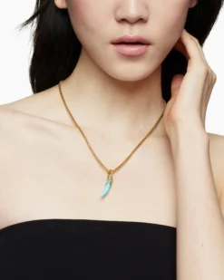 Tusk Amulet Amazonite and 18K Yellow Gold, 31mm