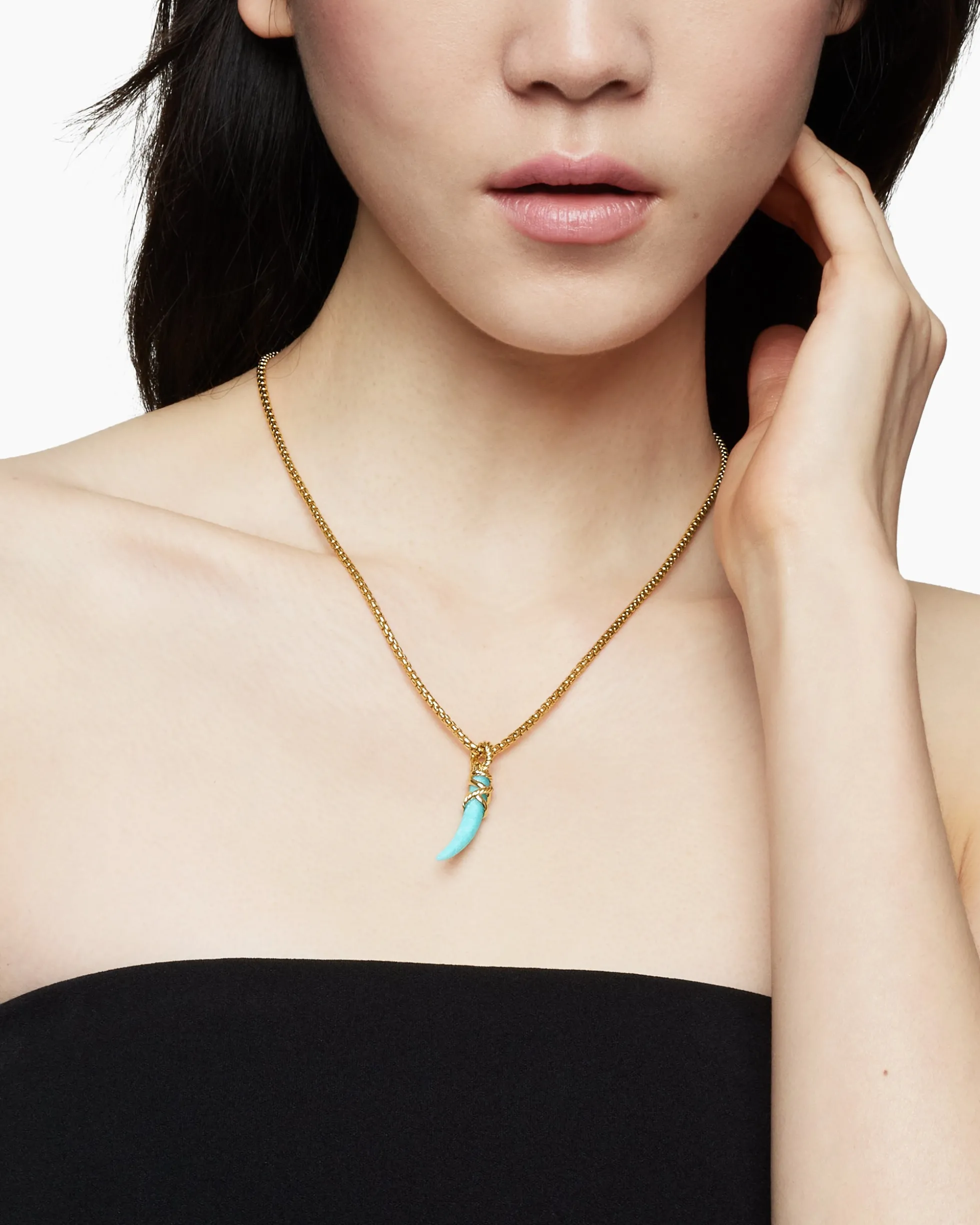 Tusk Amulet Amazonite and 18K Yellow Gold, 31mm