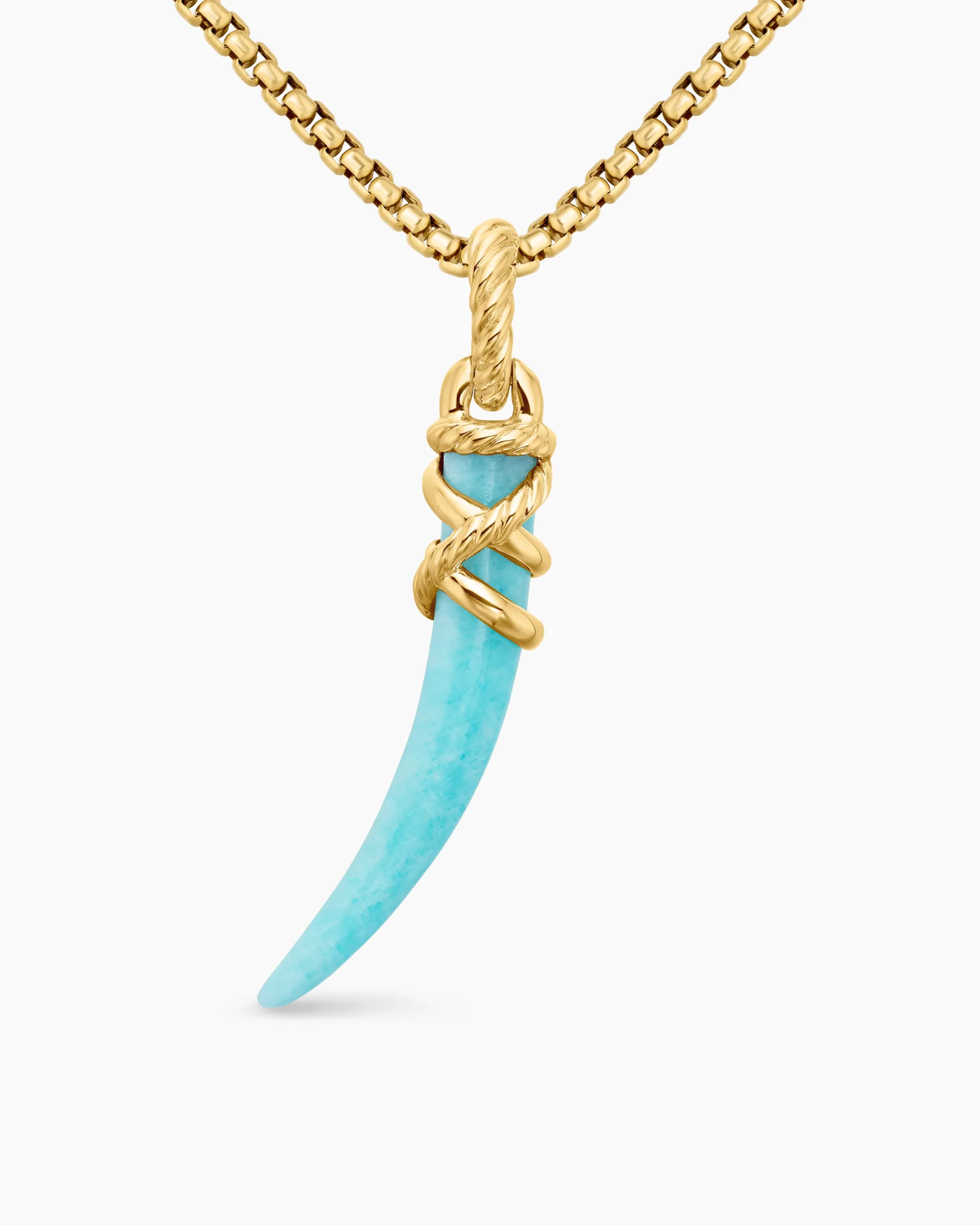 Tusk Amulet Amazonite and 18K Yellow Gold, 31mm