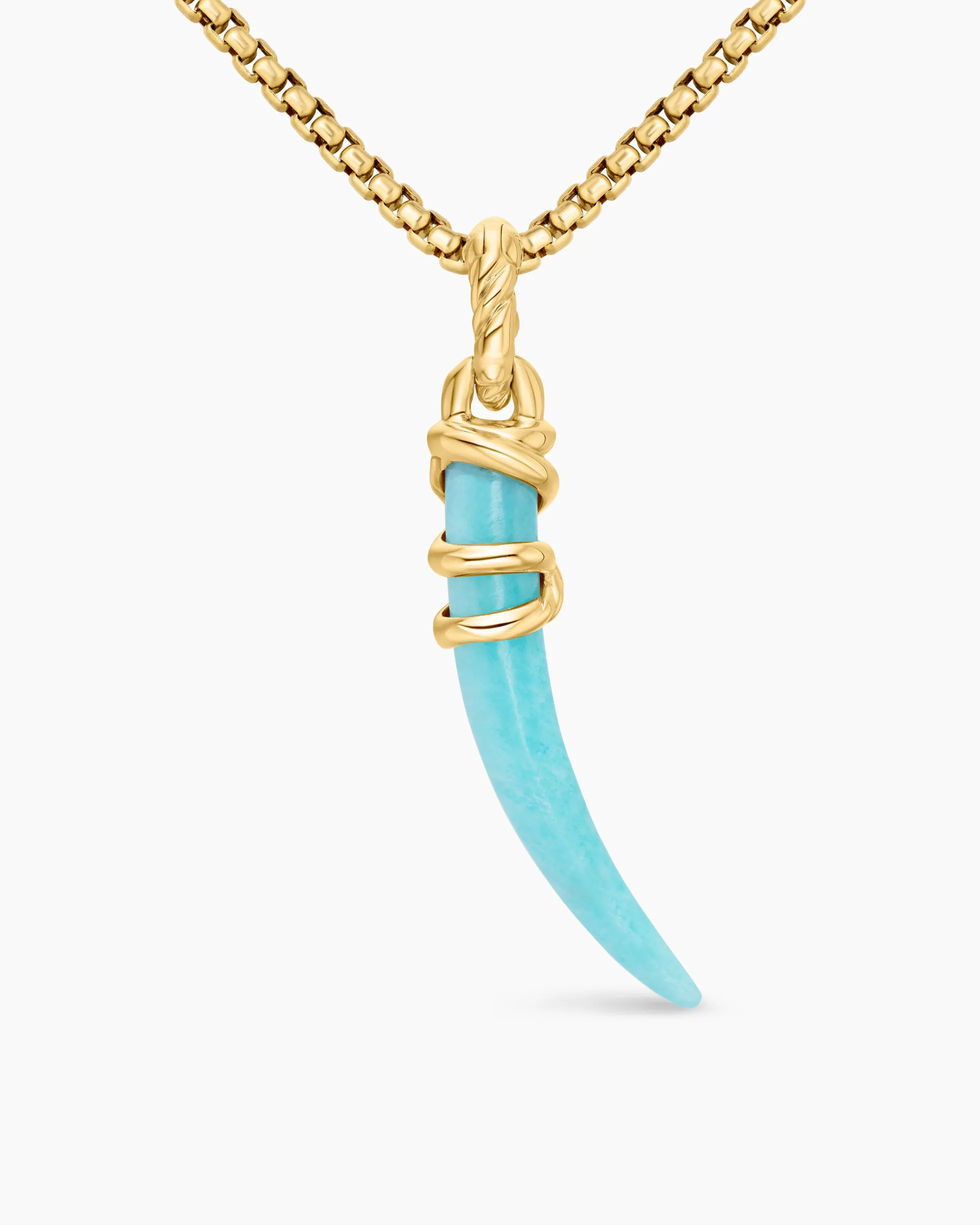 Tusk Amulet Amazonite and 18K Yellow Gold, 31mm