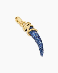 Tusk Amulet Pavé Blue and Violet Sapphires and 18K Yellow Gold, 29mm