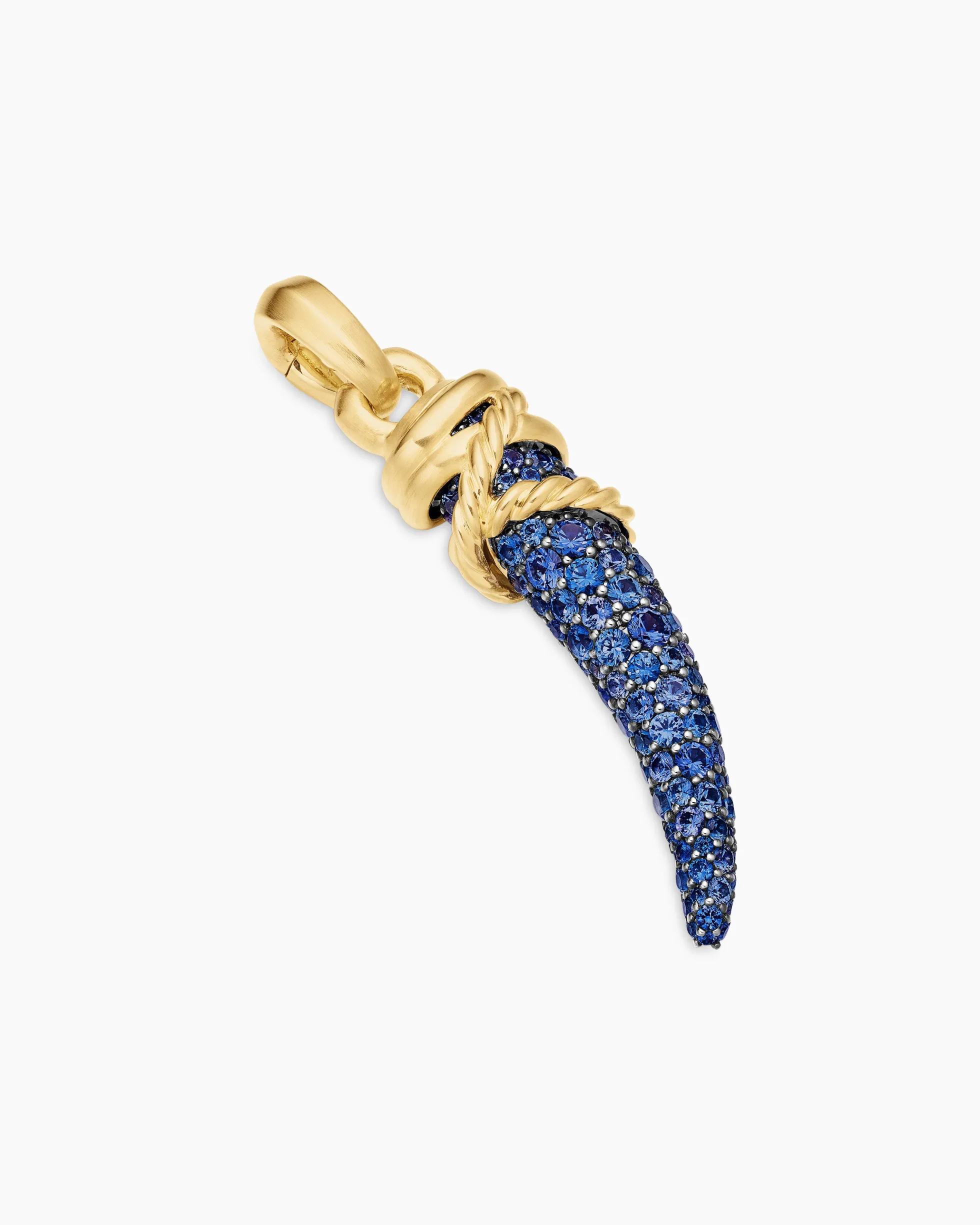 Tusk Amulet Pavé Blue and Violet Sapphires and 18K Yellow Gold, 29mm
