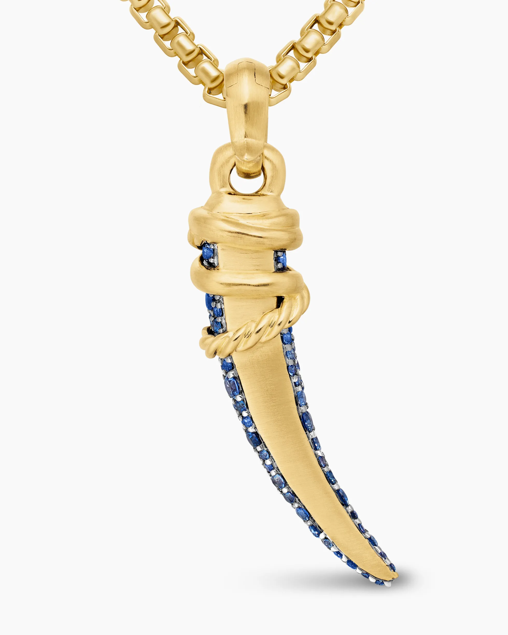 Tusk Amulet Pavé Blue and Violet Sapphires and 18K Yellow Gold, 29mm