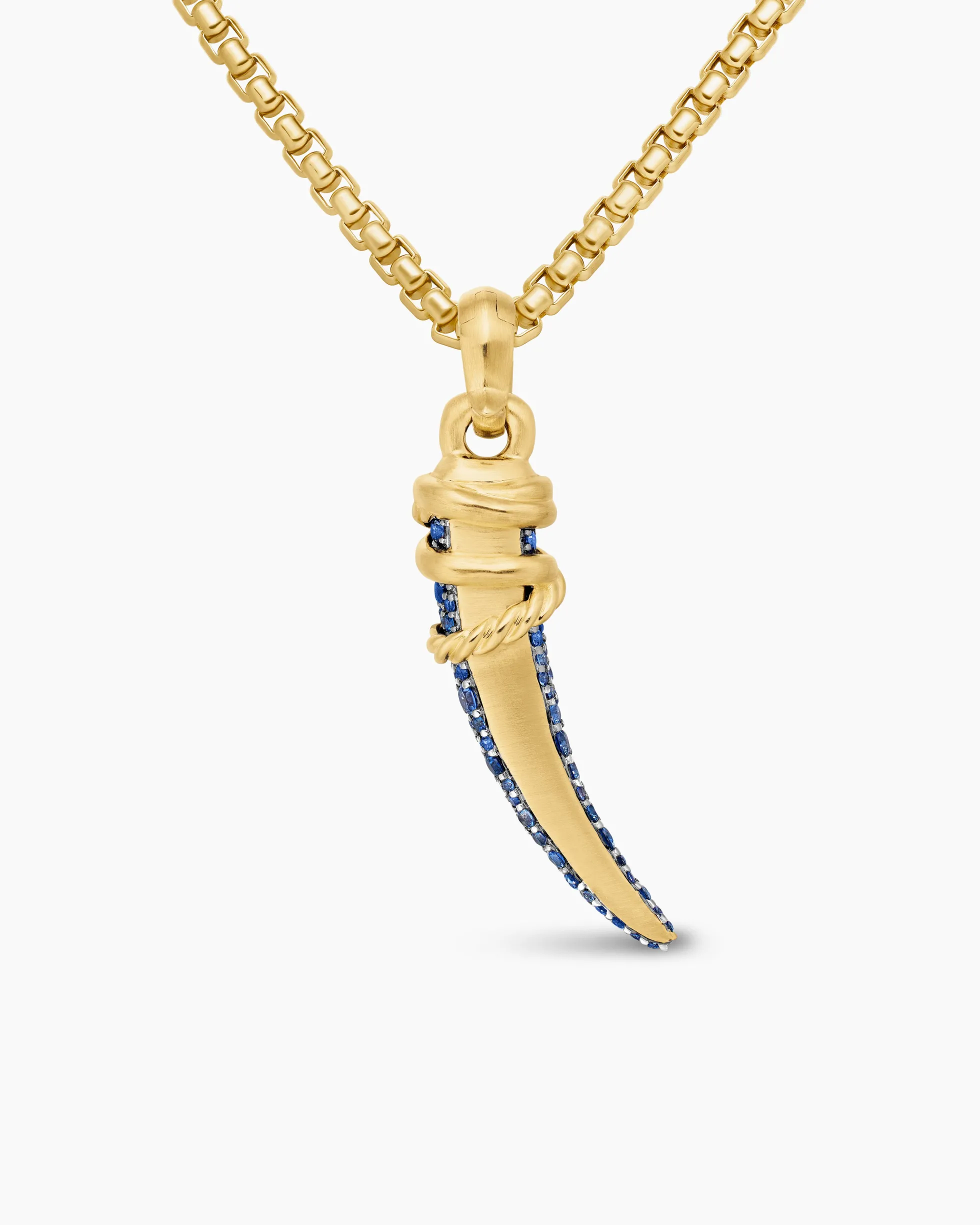 Tusk Amulet Pavé Blue and Violet Sapphires and 18K Yellow Gold, 29mm