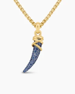 Tusk Amulet Pavé Blue and Violet Sapphires and 18K Yellow Gold, 29mm