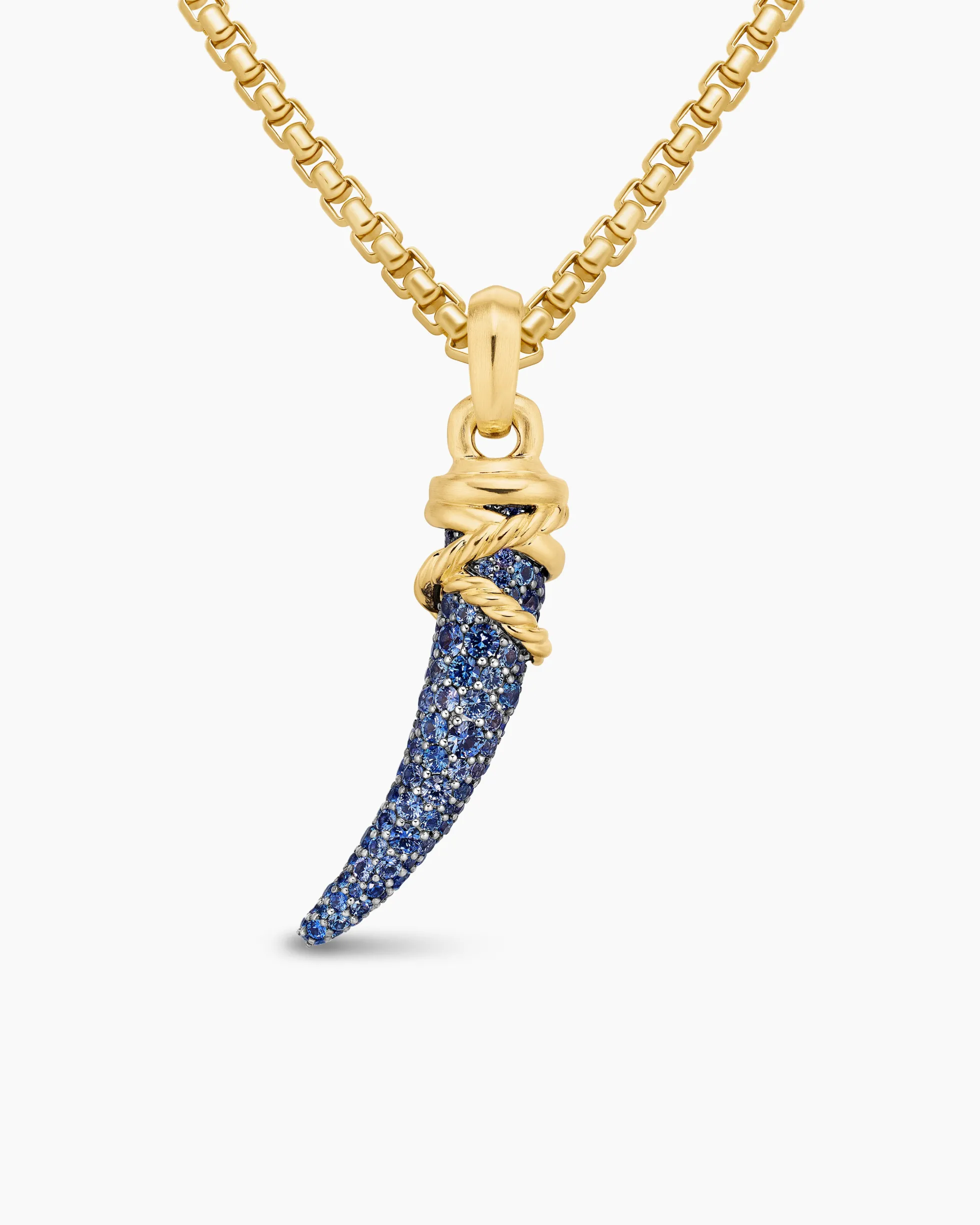 Tusk Amulet Pavé Blue and Violet Sapphires and 18K Yellow Gold, 29mm