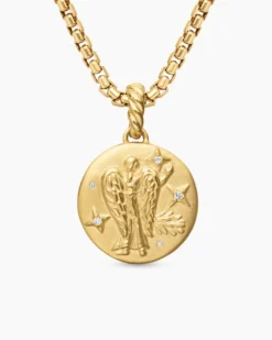 Virgo Amulet 18K Yellow Gold with Diamonds, 19mm