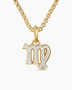 Virgo Amulet 18K Yellow Gold with Diamonds, 16mm