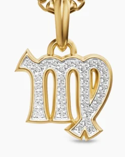 Virgo Amulet 18K Yellow Gold with Diamonds, 16mm