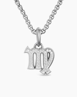 Virgo Amulet Sterling Silver with Diamonds, 16mm