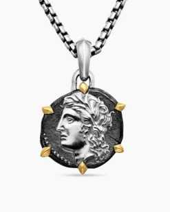 Virgo Amulet Sterling Silver with 18K Yellow Gold, 23mm