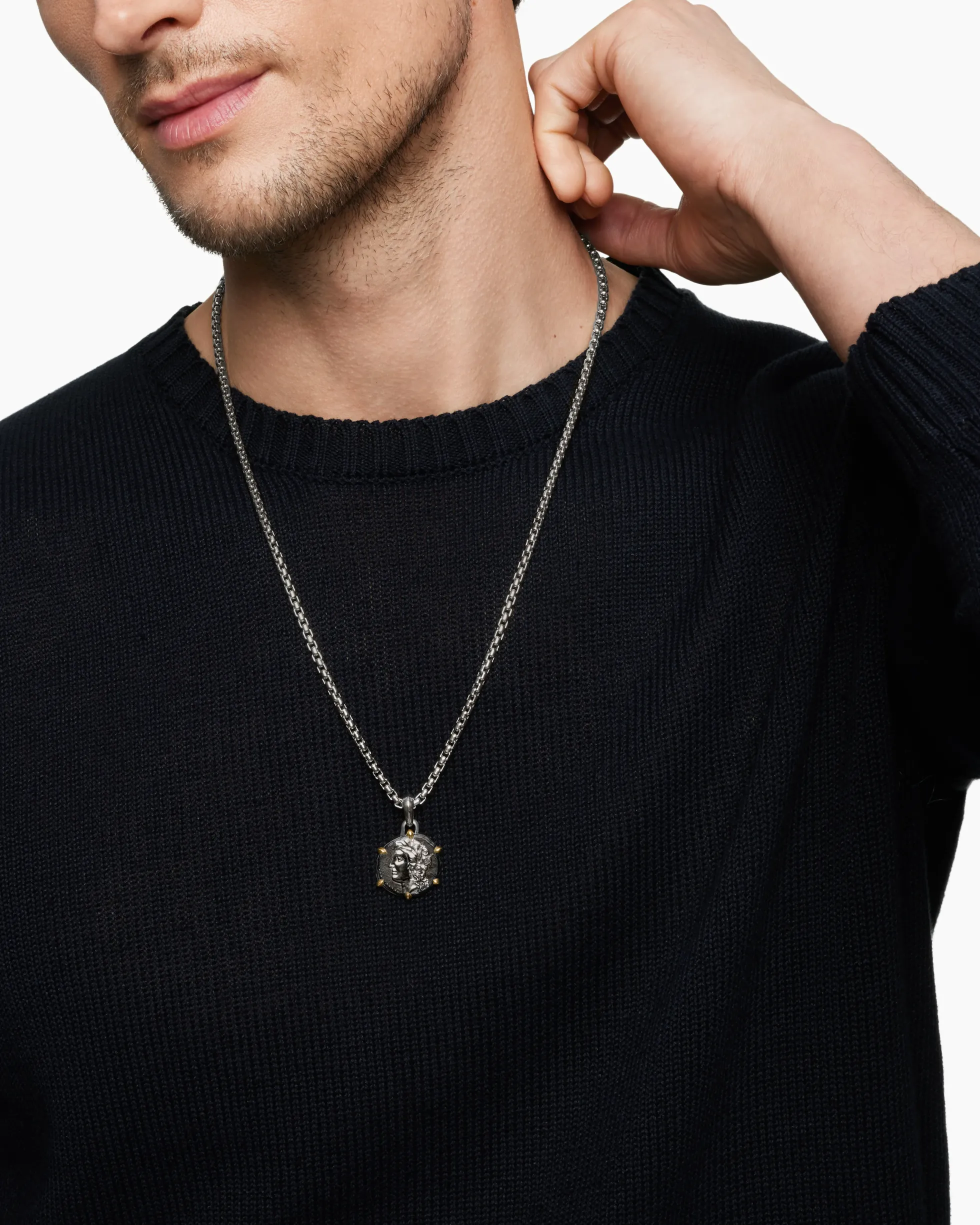 Virgo Amulet Sterling Silver with 18K Yellow Gold, 23mm