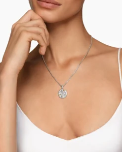 Virgo Amulet Sterling Silver with 18K Yellow Gold and Diamonds, 19mm