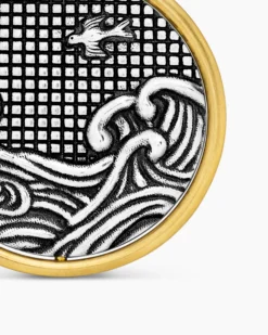Water and Fire Duality Amulet Sterling Silver with 18K Yellow Gold, 24mm
