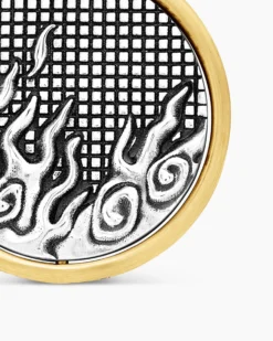 Water and Fire Duality Amulet Sterling Silver with 18K Yellow Gold, 24mm