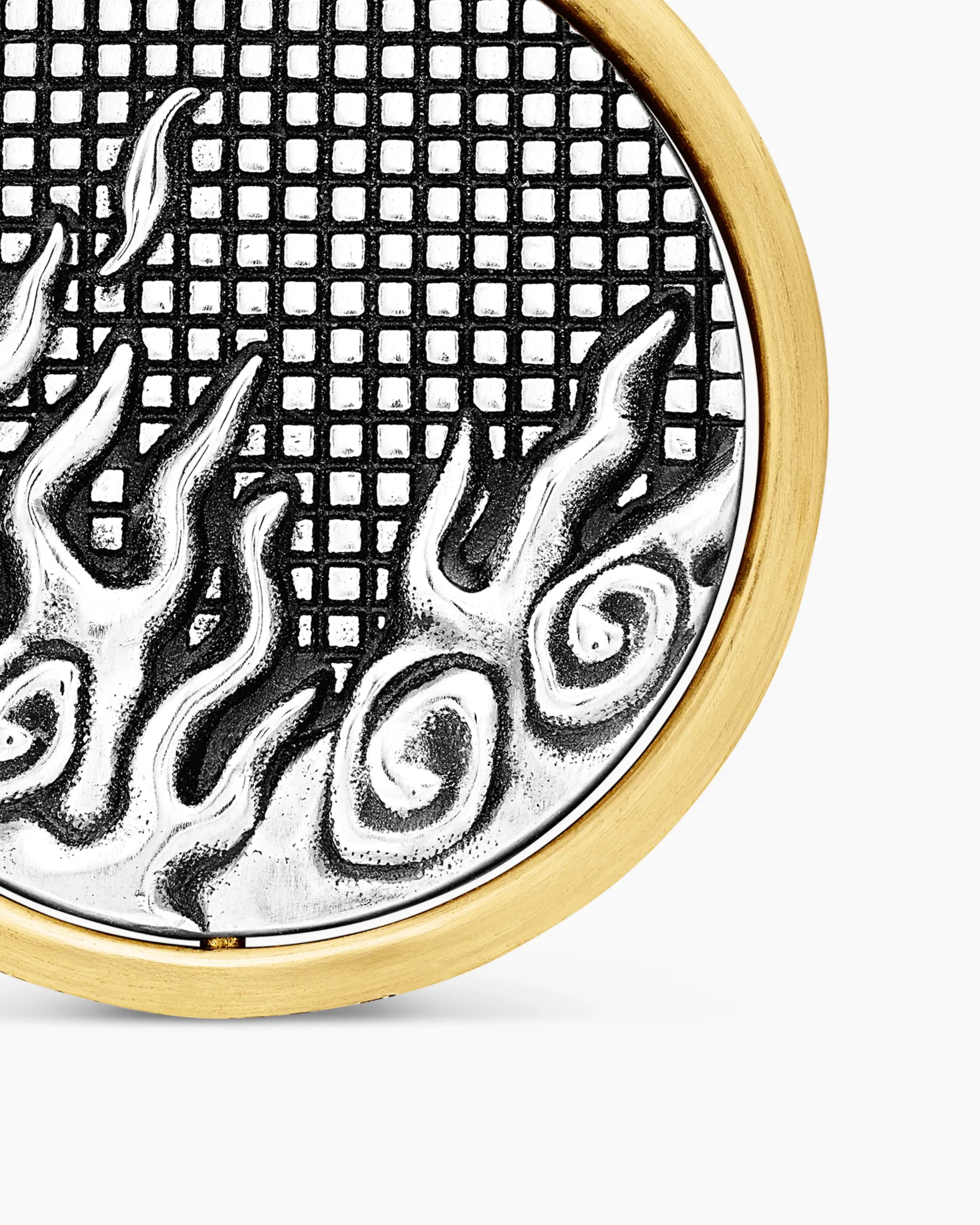 Water and Fire Duality Amulet Sterling Silver with 18K Yellow Gold, 24mm