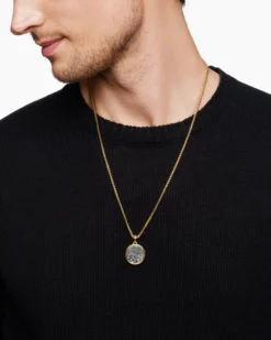 Water and Fire Duality Amulet Sterling Silver with 18K Yellow Gold, 24mm
