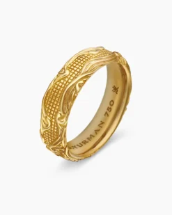 Waves Band Ring 18K Yellow Gold, 7mm