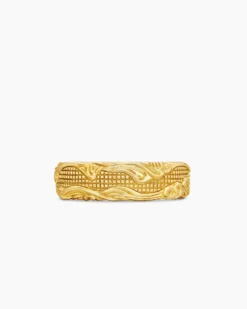 Waves Band Ring 18K Yellow Gold, 7mm