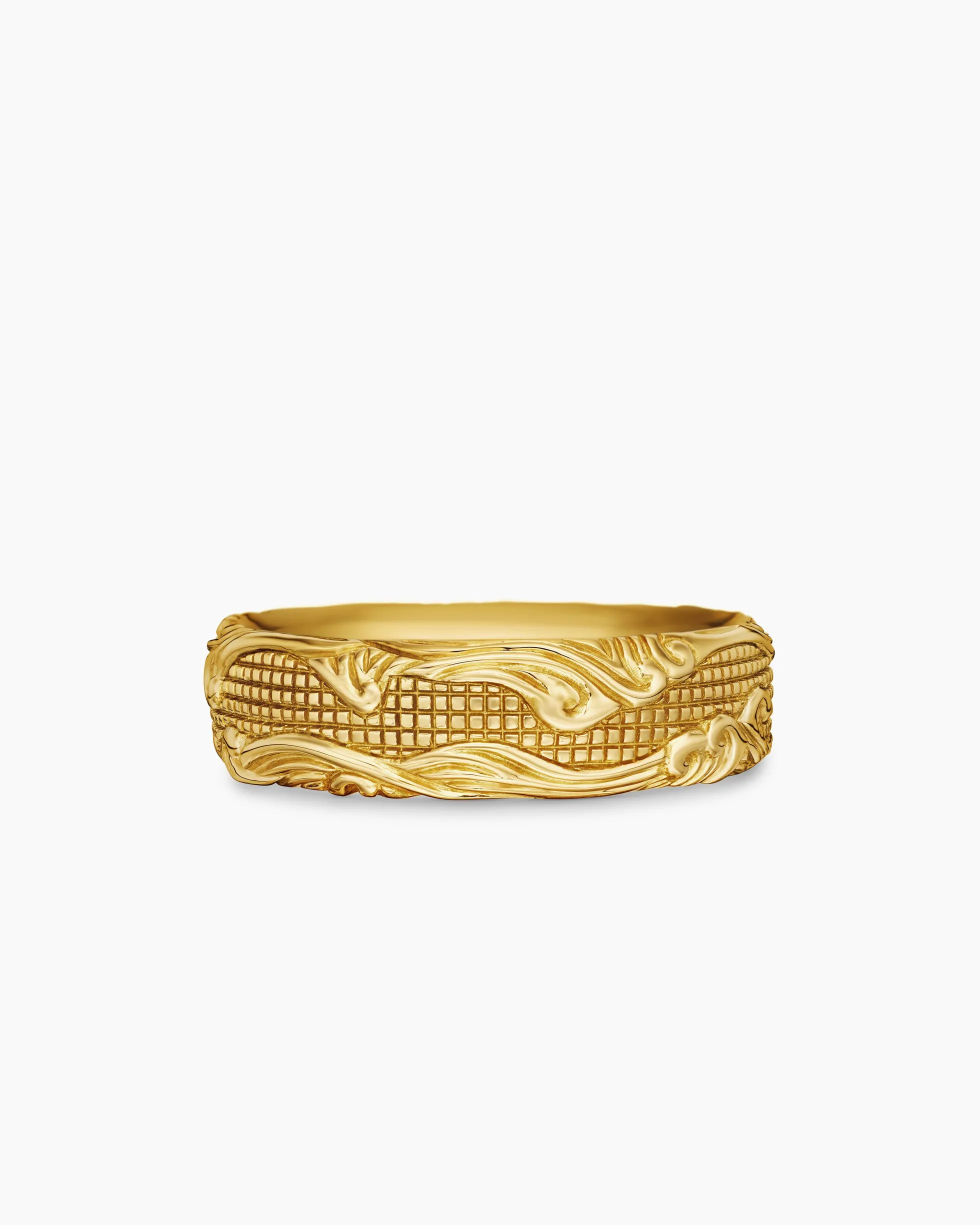 Waves Band Ring 18K Yellow Gold, 7mm
