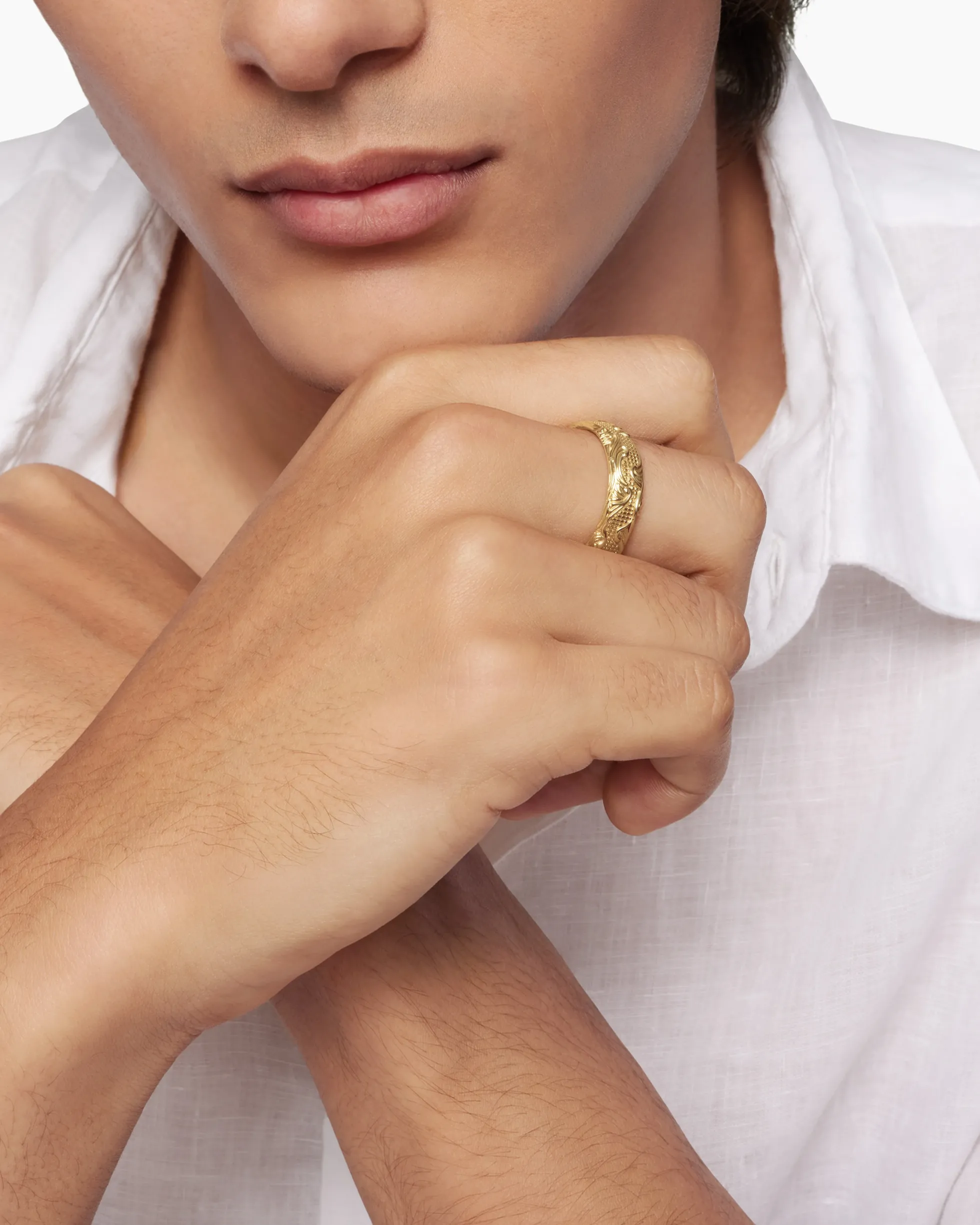 Waves Band Ring 18K Yellow Gold, 7mm