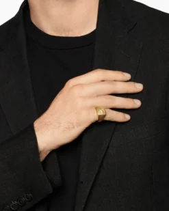 Waves Bird Pinky Ring 18K Yellow Gold, 14mm