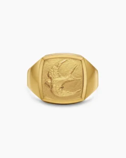 Waves Bird Pinky Ring 18K Yellow Gold, 14mm