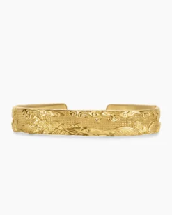 Waves Cuff Bracelet 18K Yellow Gold, 12mm