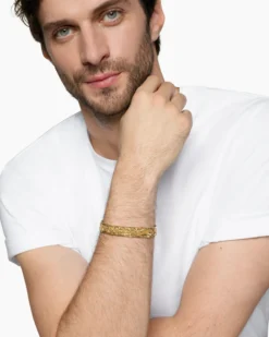 Waves Cuff Bracelet 18K Yellow Gold, 12mm