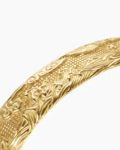 Waves Cuff Bracelet 18K Yellow Gold, 12mm