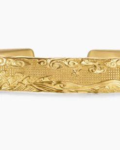 Waves Cuff Bracelet 18K Yellow Gold, 12mm