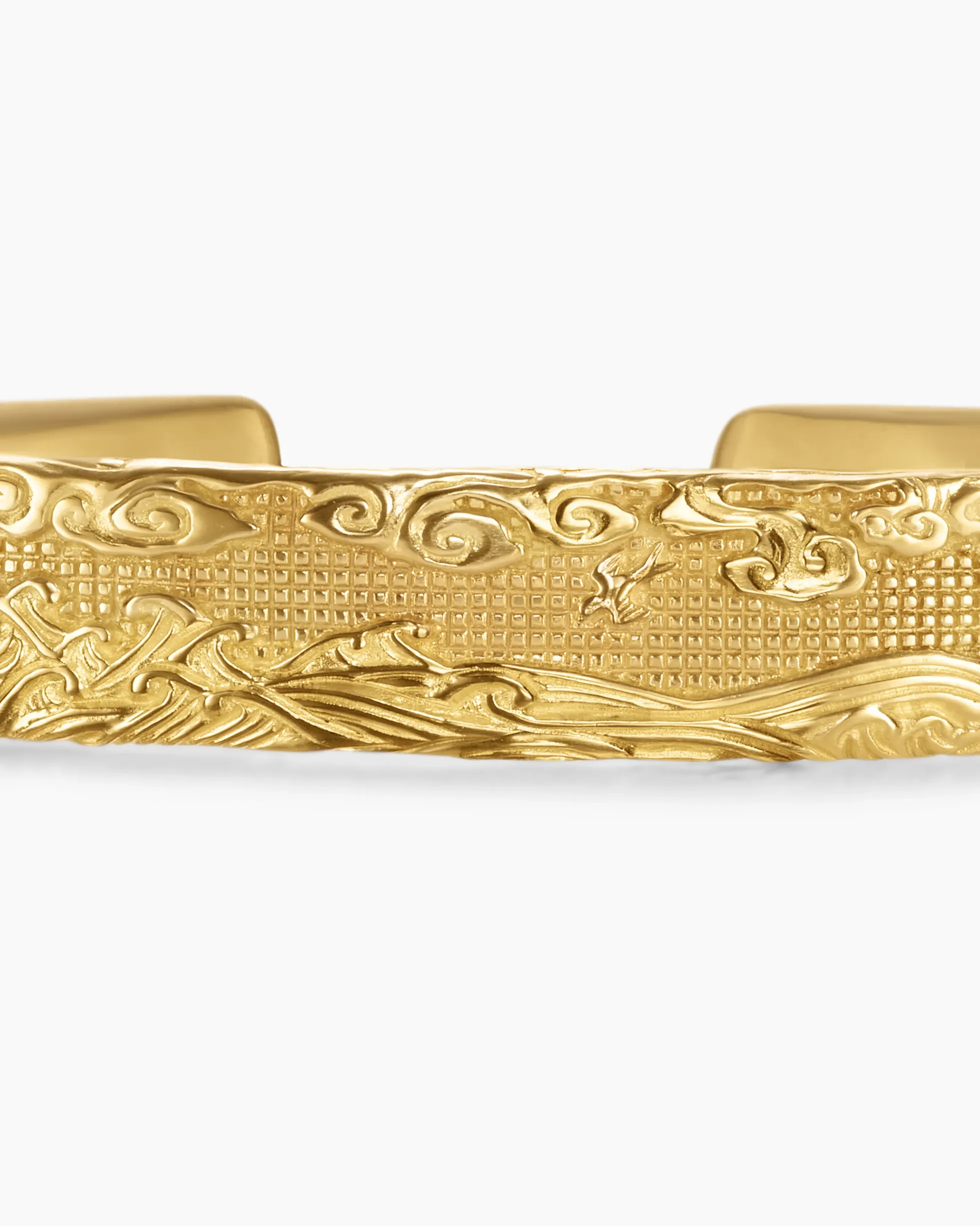 Waves Cuff Bracelet 18K Yellow Gold, 12mm