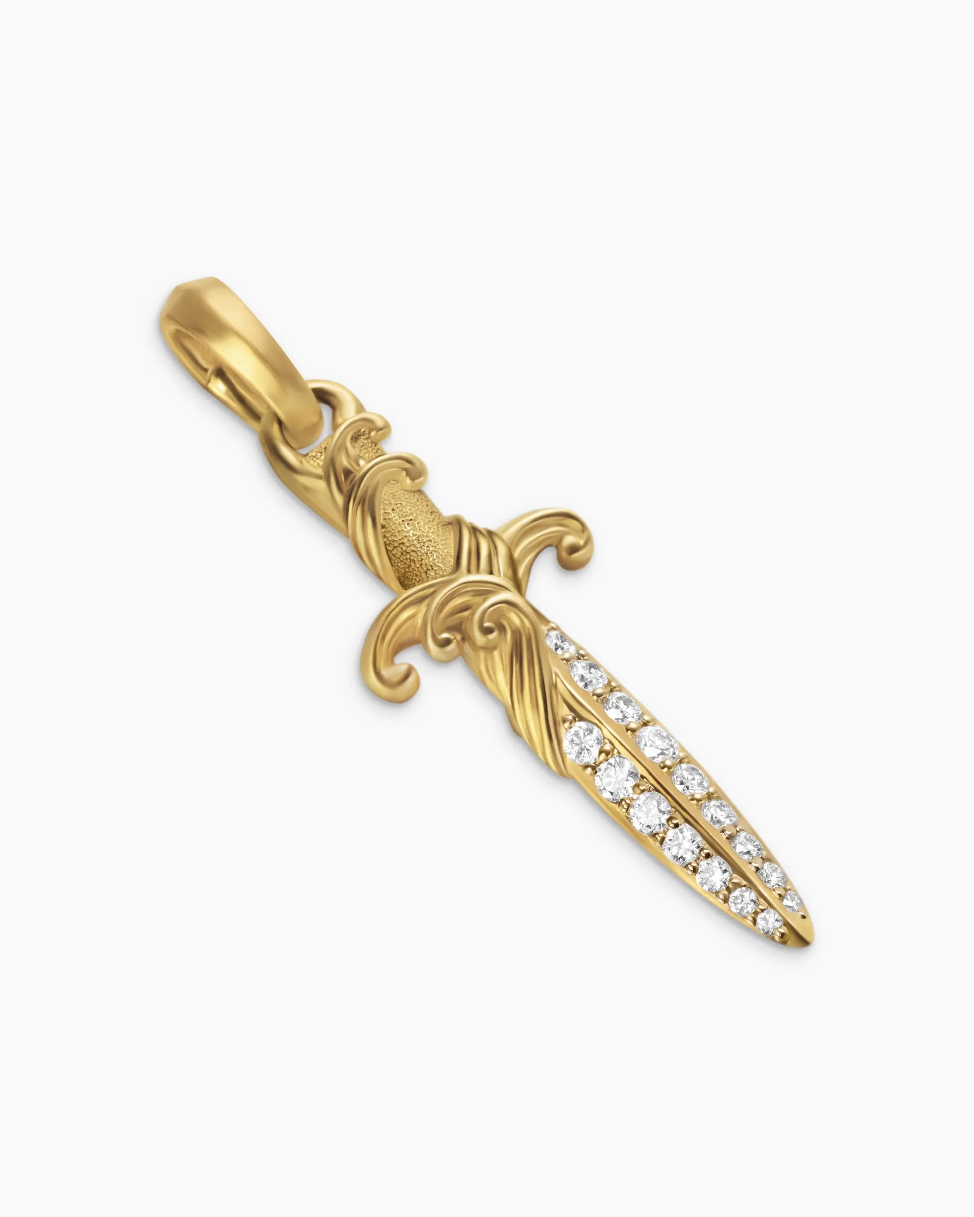 Waves Dagger Amulet 18K Yellow Gold with Diamonds, 31mm