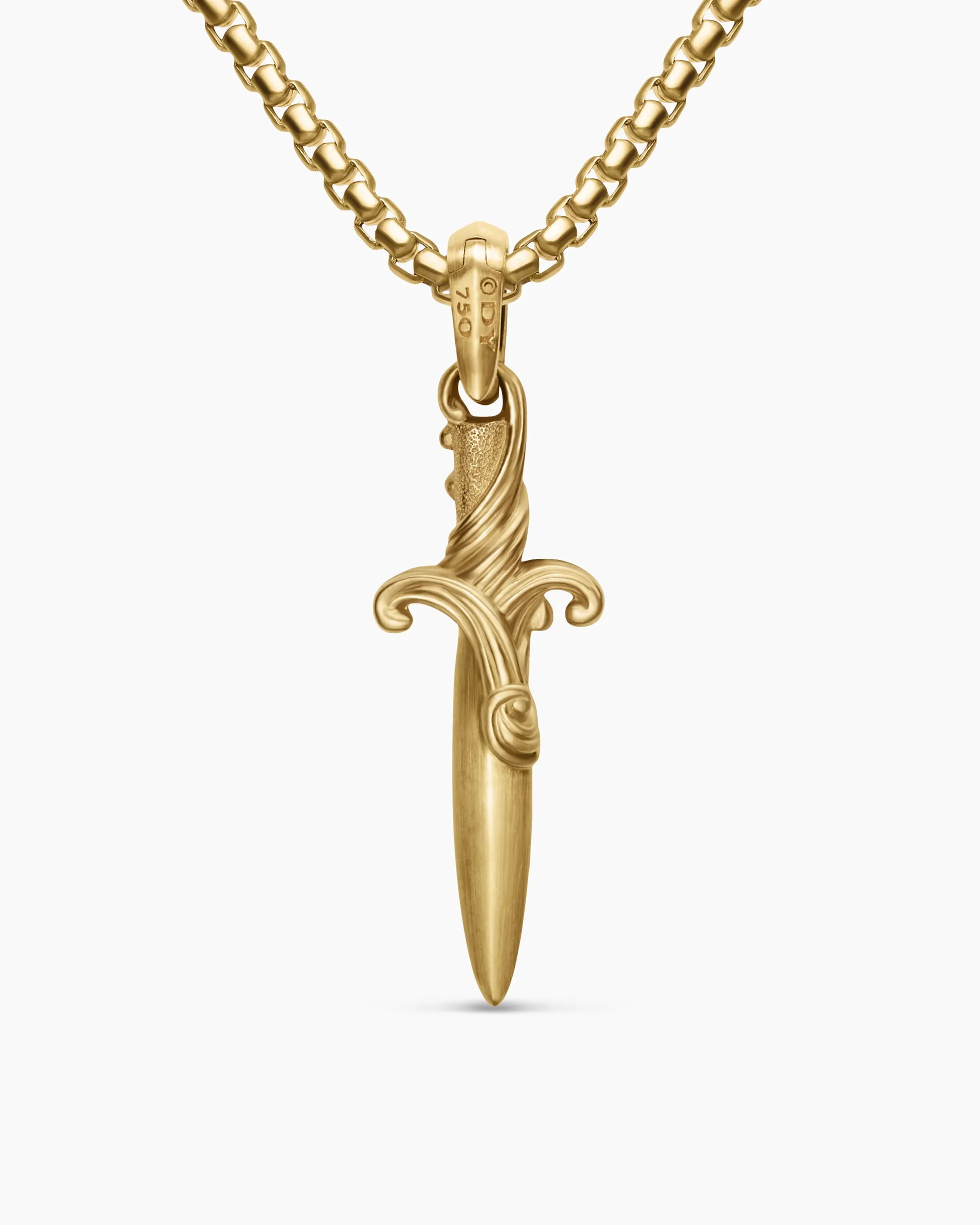 Waves Dagger Amulet 18K Yellow Gold with Diamonds, 31mm
