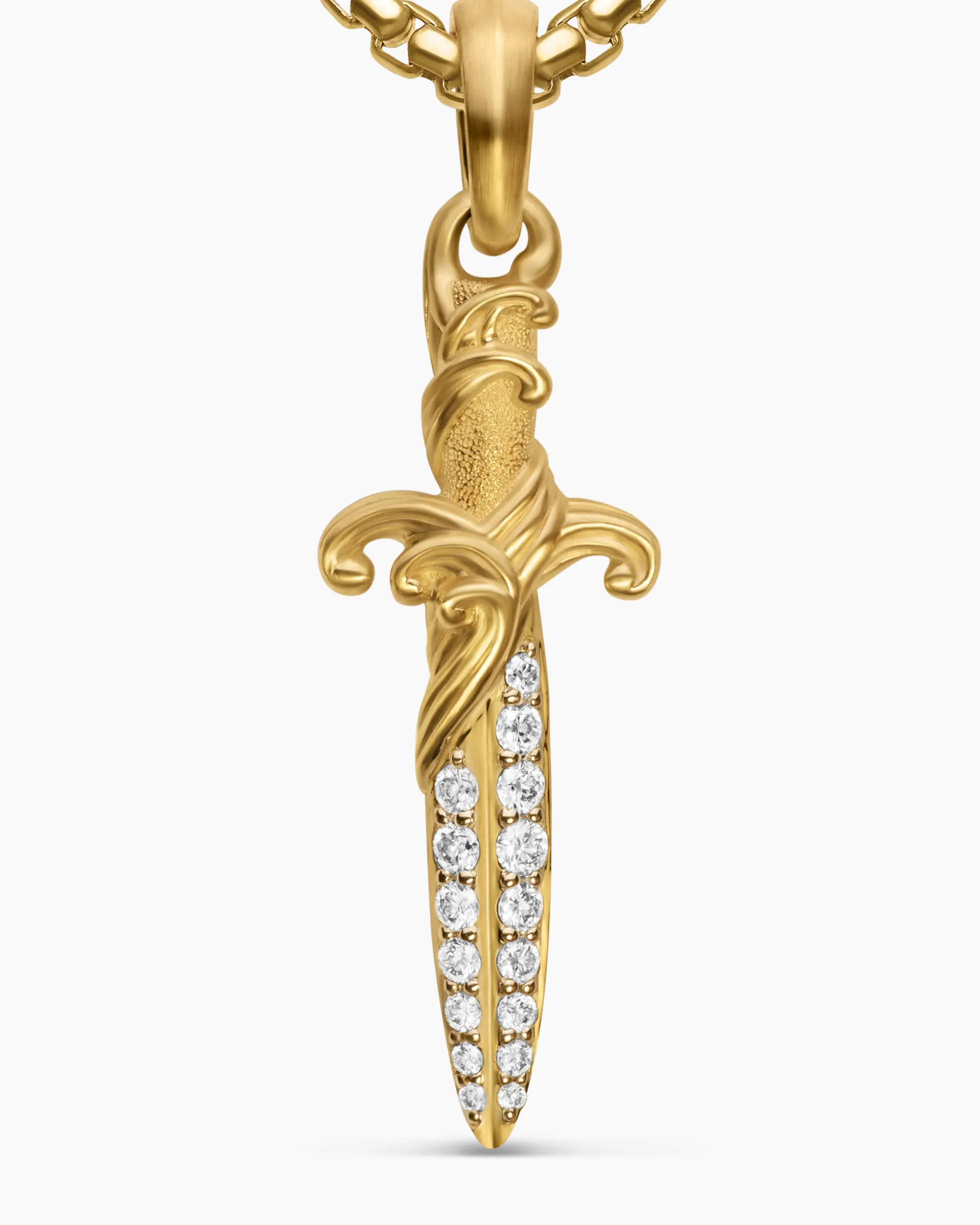 Waves Dagger Amulet 18K Yellow Gold with Diamonds, 31mm