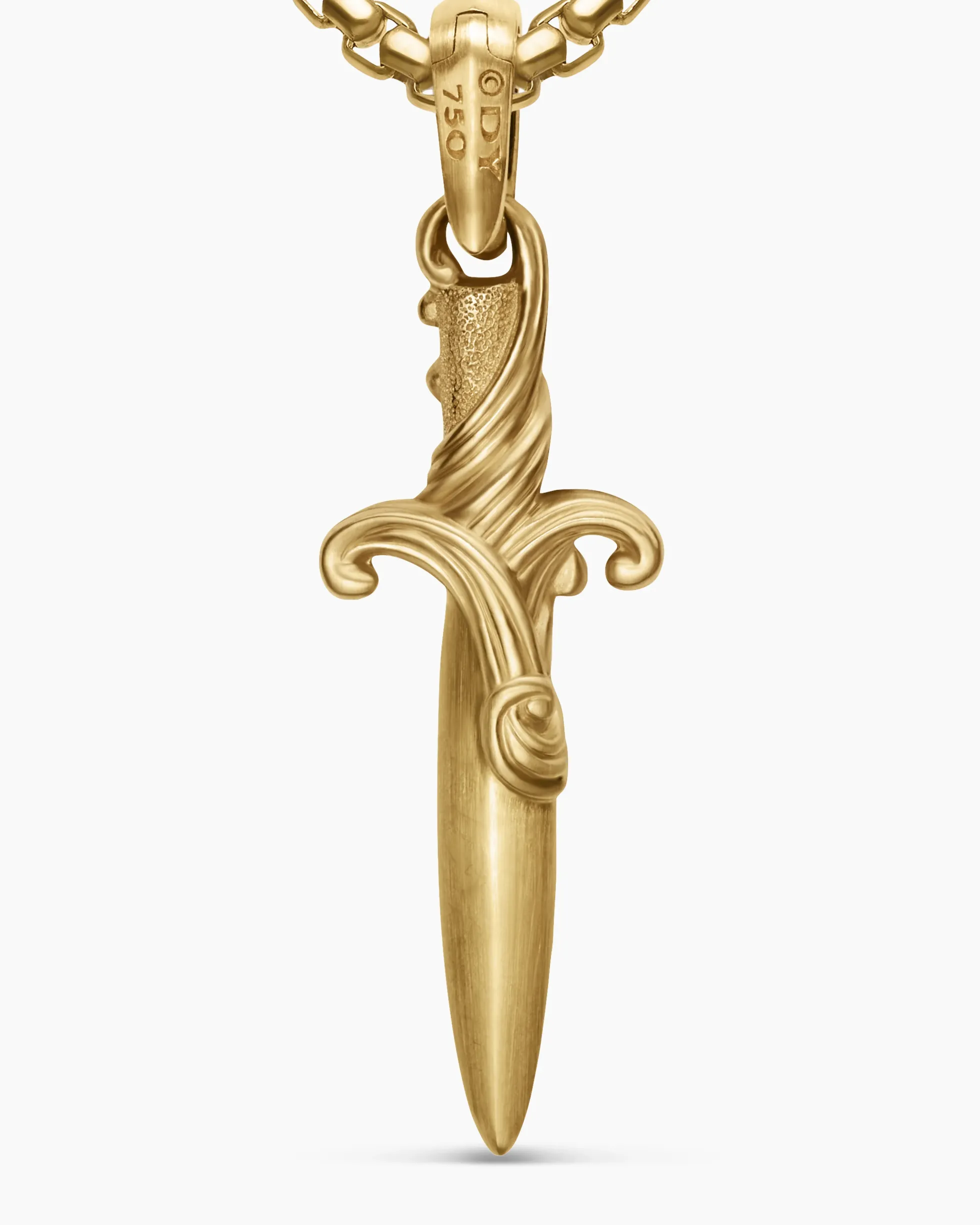 Waves Dagger Amulet 18K Yellow Gold with Diamonds, 31mm