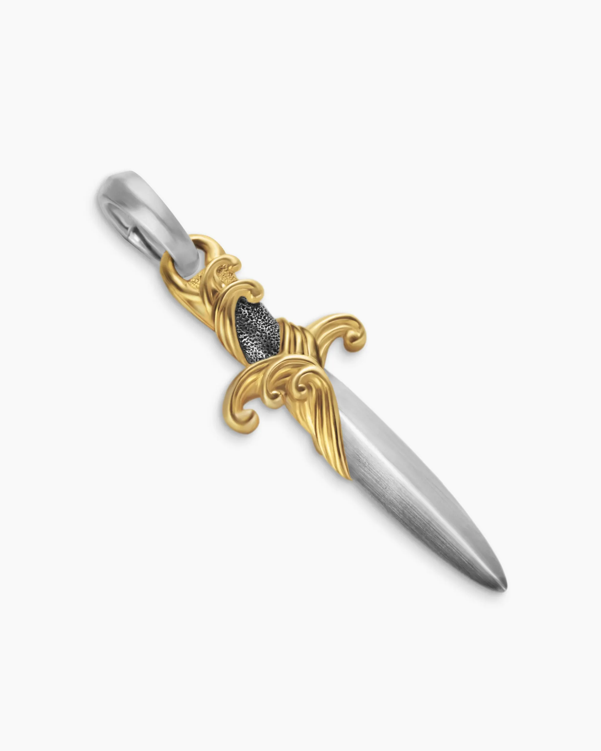 Waves Dagger Amulet Sterling Silver with 18K Yellow Gold, 31mm